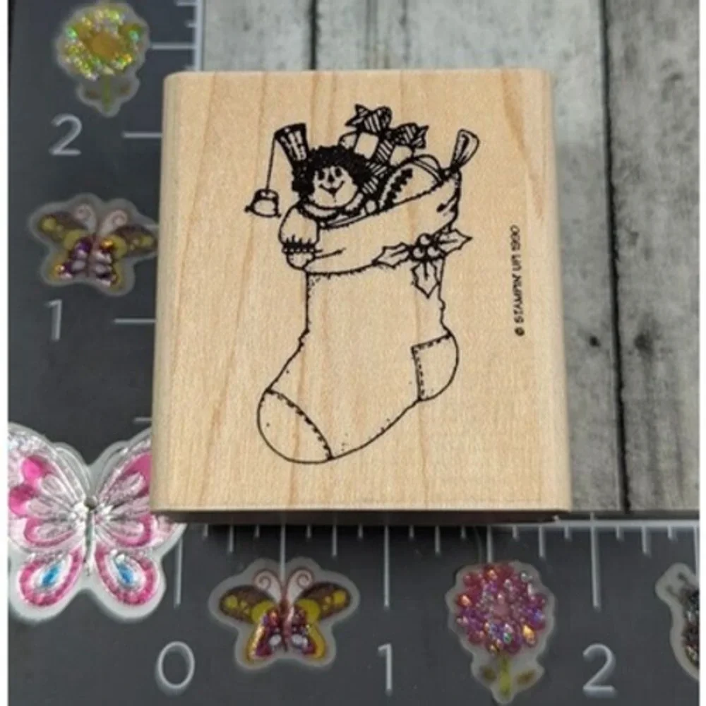 Stampin' Up! Christmas Holiday Stocking Toys Rubber Stamp Wood #K75